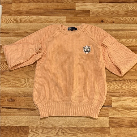 Polo Ralph Laurenpeach pink cotton knit sweater with tennis crestM